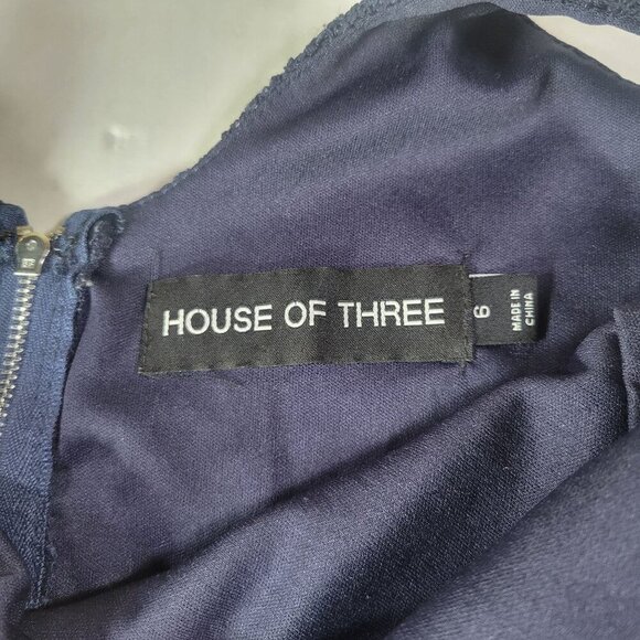 House Of Three Women Navy Blue Elegant Lace Cropped Tank Top Size 6 - Picture 3 of 8